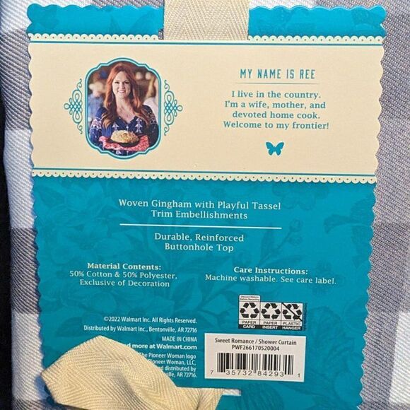 NEW The Pioneer Woman Sweet Romance Gingham Floral Cotton-Rich Shower Curtain, 7 - Picture 4 of 9